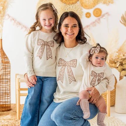 Mocha Floral Bow Patch Sweatshirt - Kids Clothing - Fall