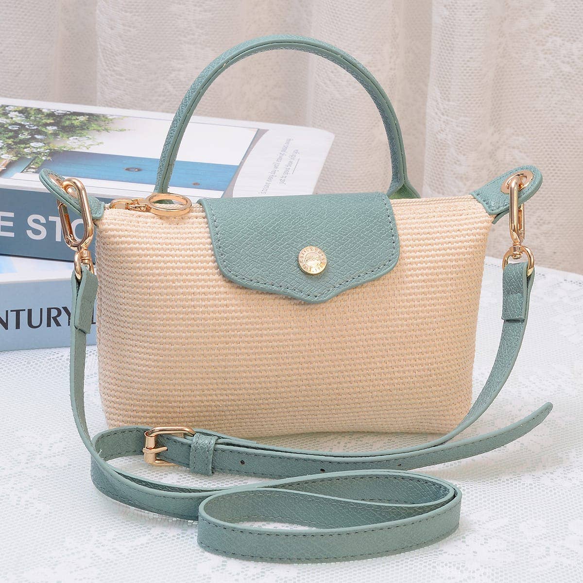 SC781 Lacey Straw Mini Crossbody Bag