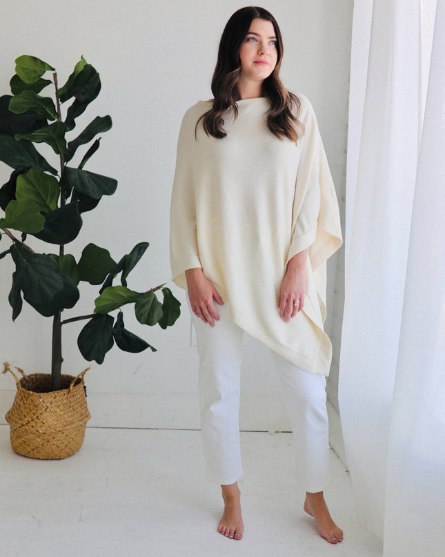 Women's Organic Poncho Sweater Knit Pulloever