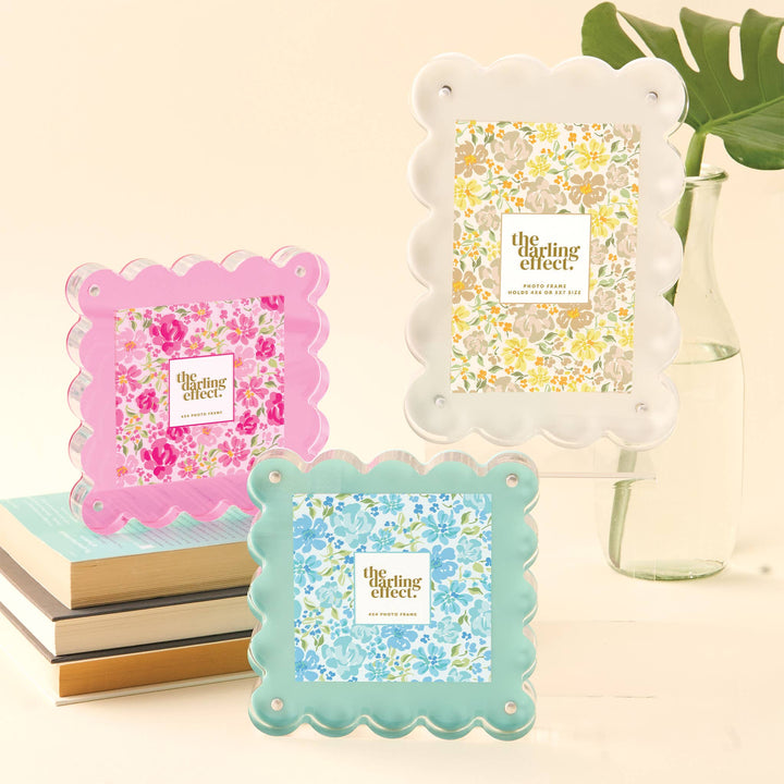 Square Scalloped Acrylic Frame - Blue