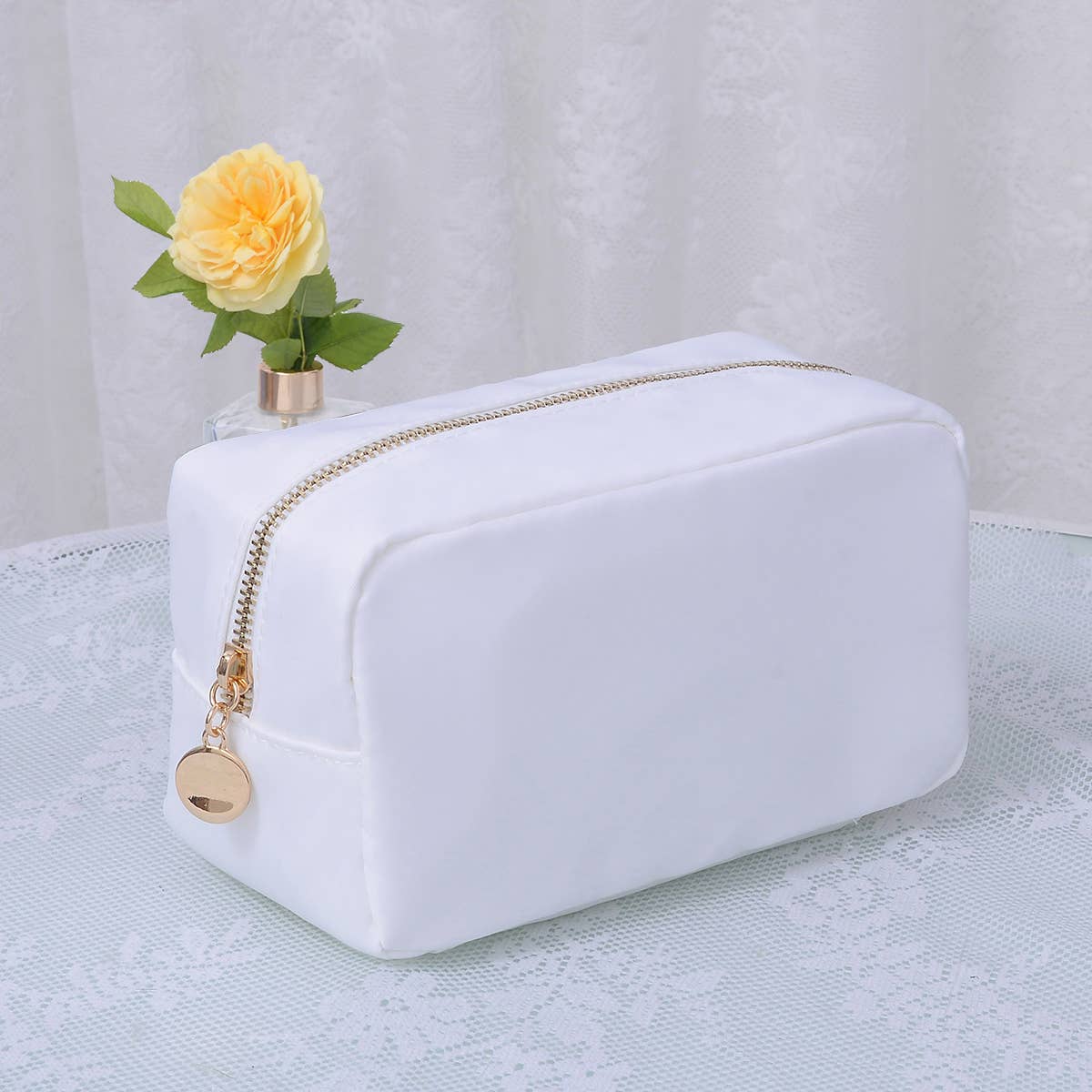 Personalized Emma Round Zippered Nylon Cosmetic Pouch Bag