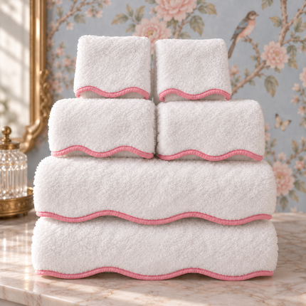 Luxury Scallop Piping Bath Towel Sets (6-Piece)