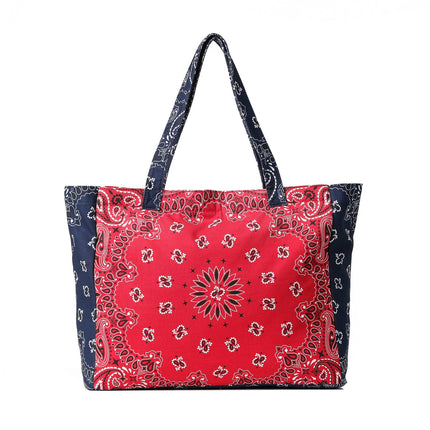 Bandana Print Canvas Tote -Bailey Red/Navy
