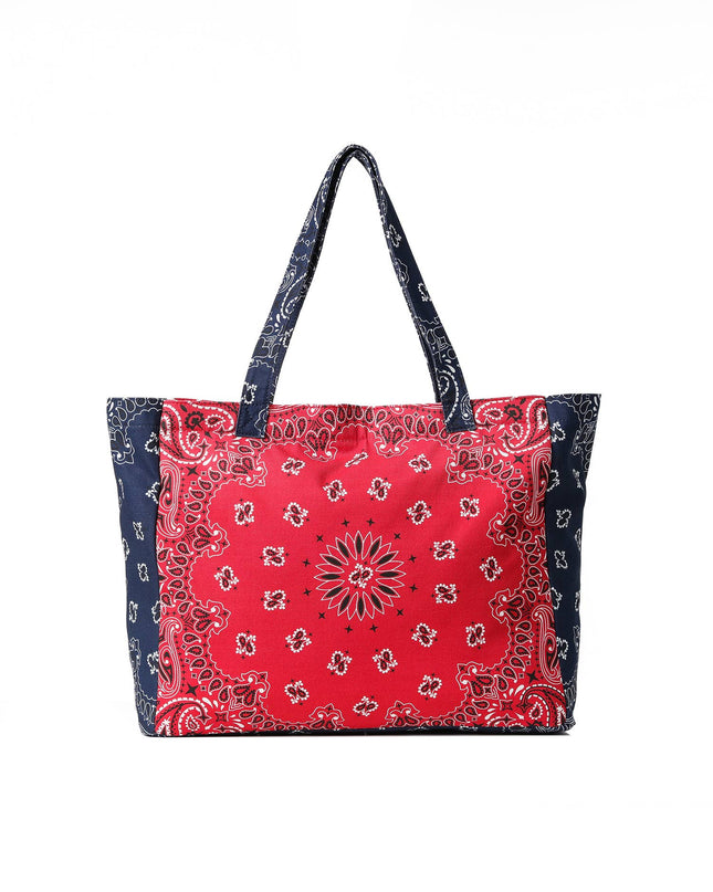 Bandana Print Canvas Tote -Bailey Red/Navy