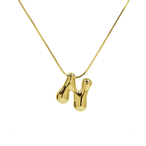 Initial Balloon Waterdrop 18K Gold Necklace