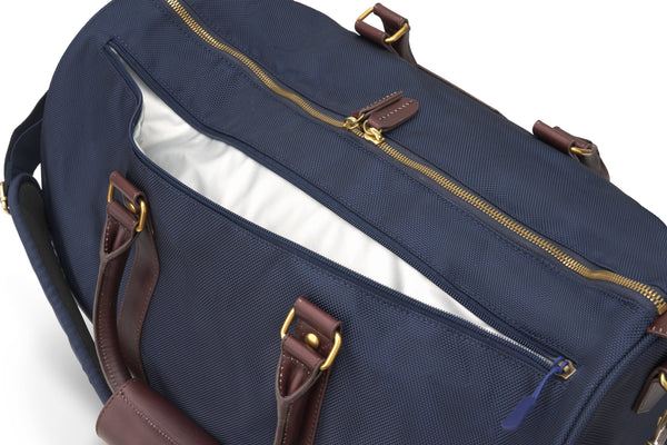 "Alex" Navy Nylon and Leather Duffle Bag (Personalizable)
