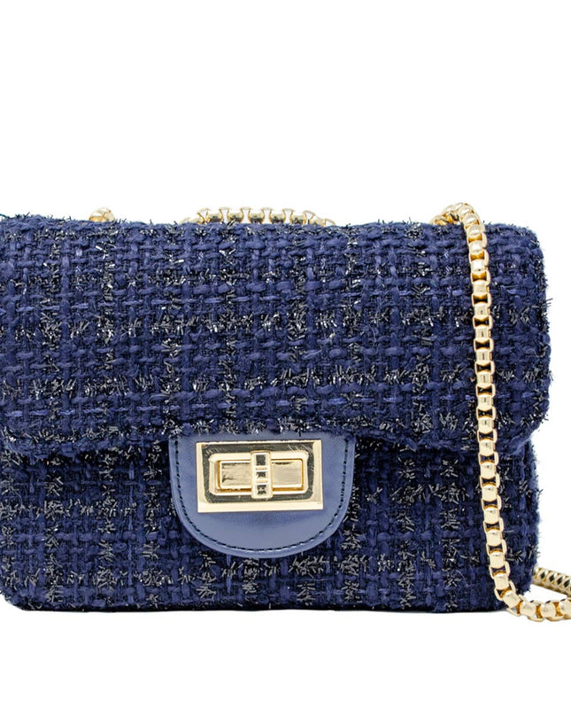Classic Large Tweed Handbag-Navy
