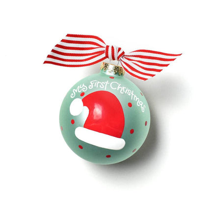 Blue My First Christmas Hat Glass Ornament