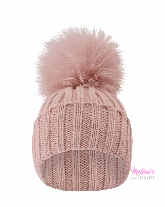Blush Pom Beanies