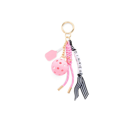 "DINKER" PICKLEBALL BAG CHARM/KEY RING, PINK