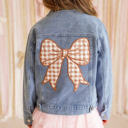 Gingham Bow Patch Denim Jacket - Western Apparel