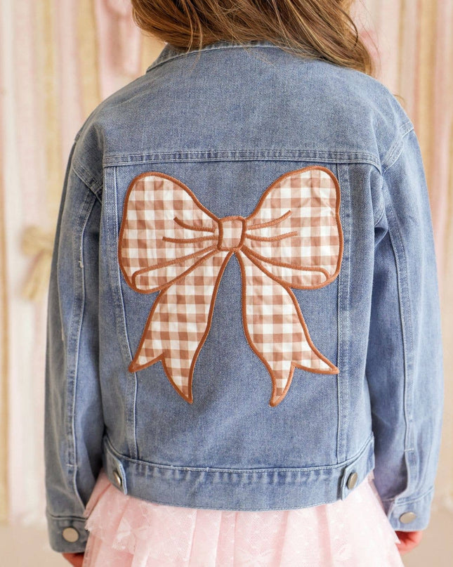 Gingham Bow Patch Denim Jacket - Western Apparel