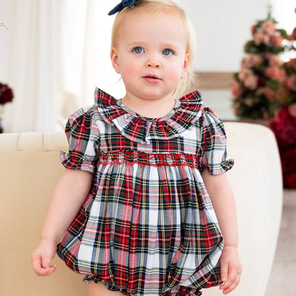 Highland Holiday Plaid Smocked Bubble