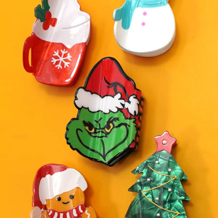 CHRISTMAS TREE SANTA SNOWMAN HAIR CLAW CLIPS | 40H939