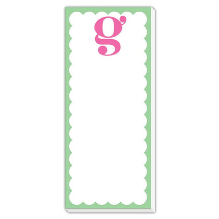 Scallop Monogram Pink And Green G Skinny Notepad