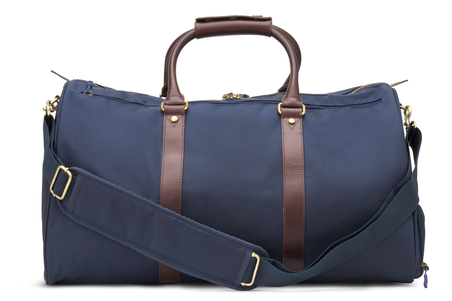 "Alex" Navy Nylon and Leather Duffle Bag (Personalizable)