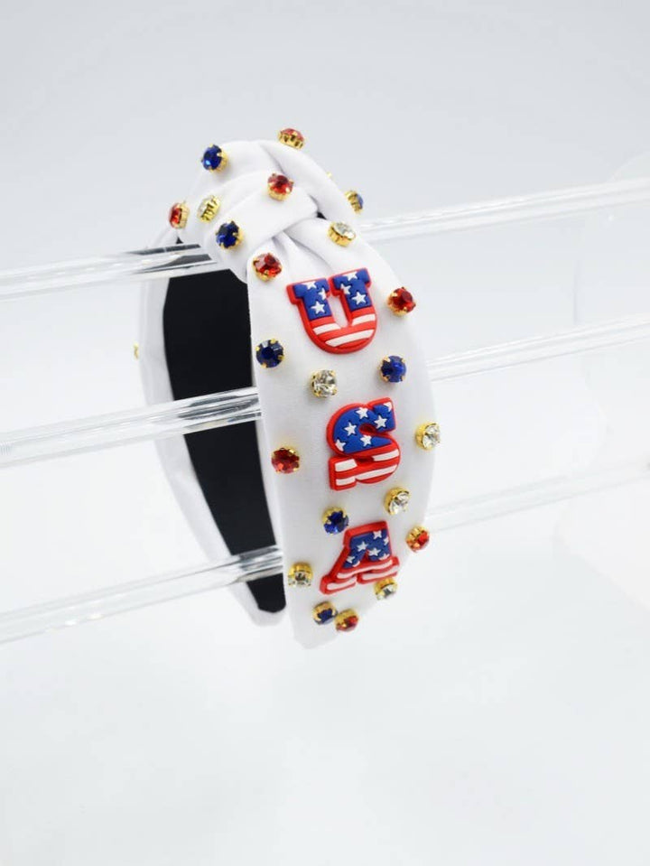 4th of July USA Rhinestone Headband