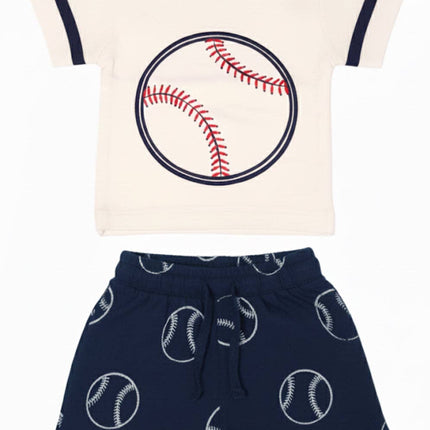 Sand Baseball Number French Terry Tee and Shorts Set