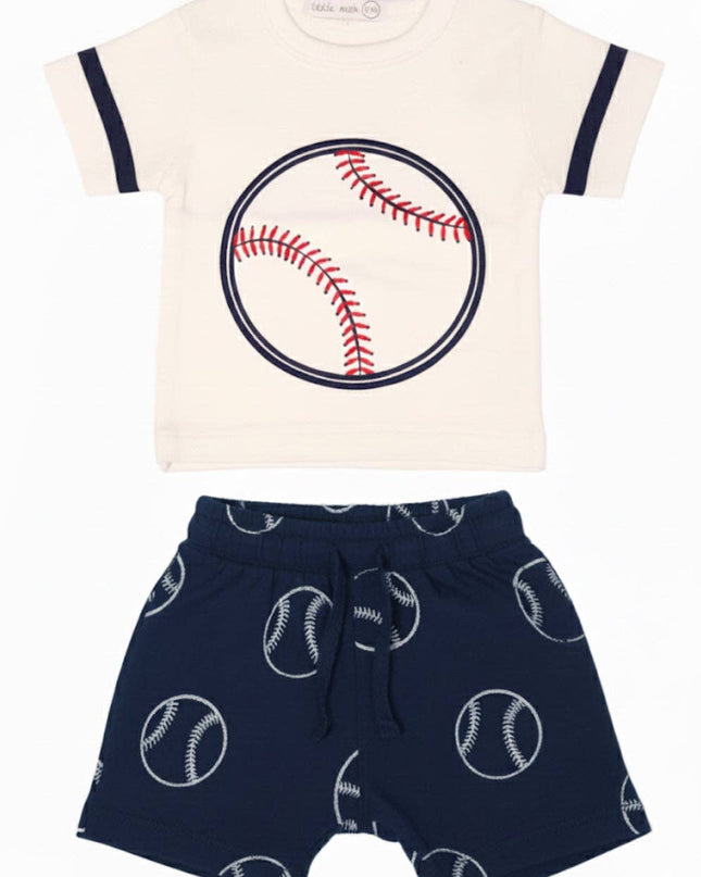 Sand Baseball Number French Terry Tee and Shorts Set