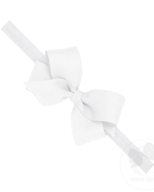 Mini Grosgrain Girls Hair Bow on a Soft Elastic Baby Band