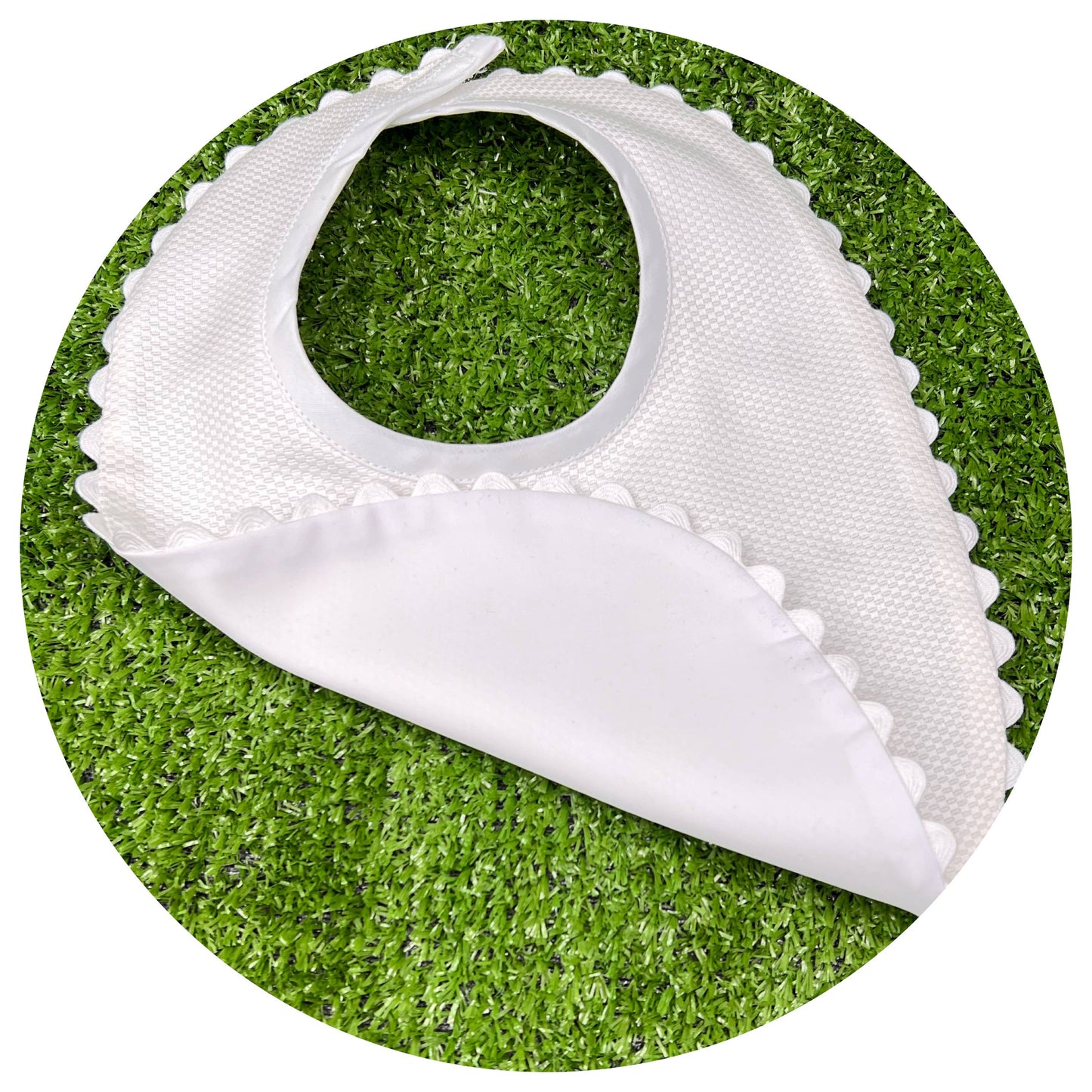 White Cotton Pique Toddler Drool Bib