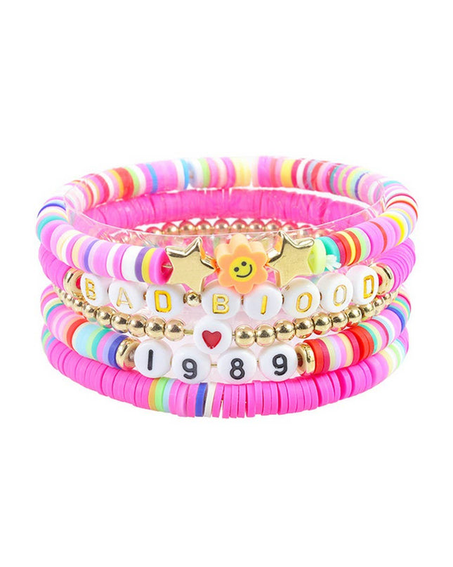5PCS COLORED LETTER MULTI-LAYER BEADED BRACELET_CWAJE0711