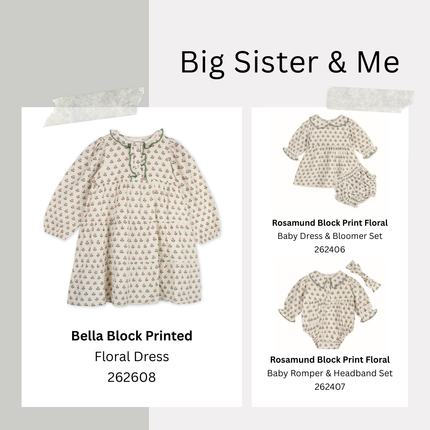 Rosamund Block Print Floral Baby Dress & Bloomer (Organic)