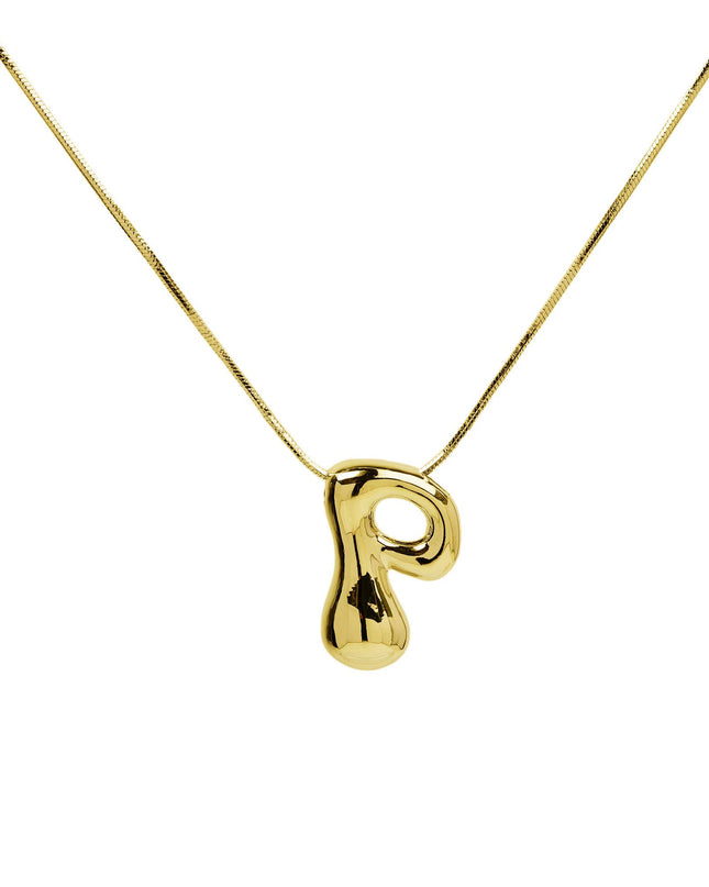 Initial Balloon Waterdrop 18K Gold Necklace