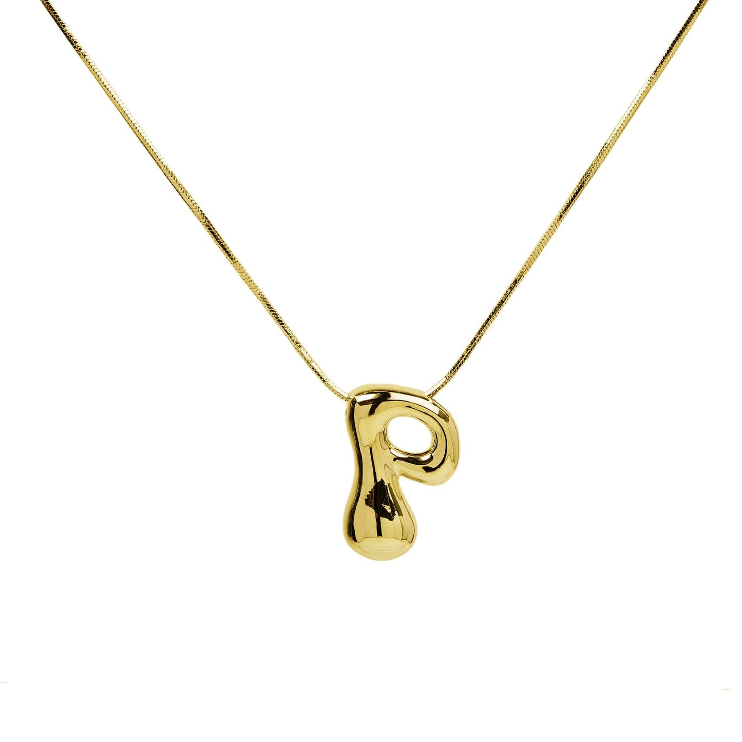 Initial Balloon Waterdrop 18K Gold Necklace