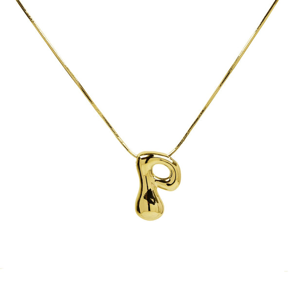 Initial Balloon Waterdrop 18K Gold Necklace