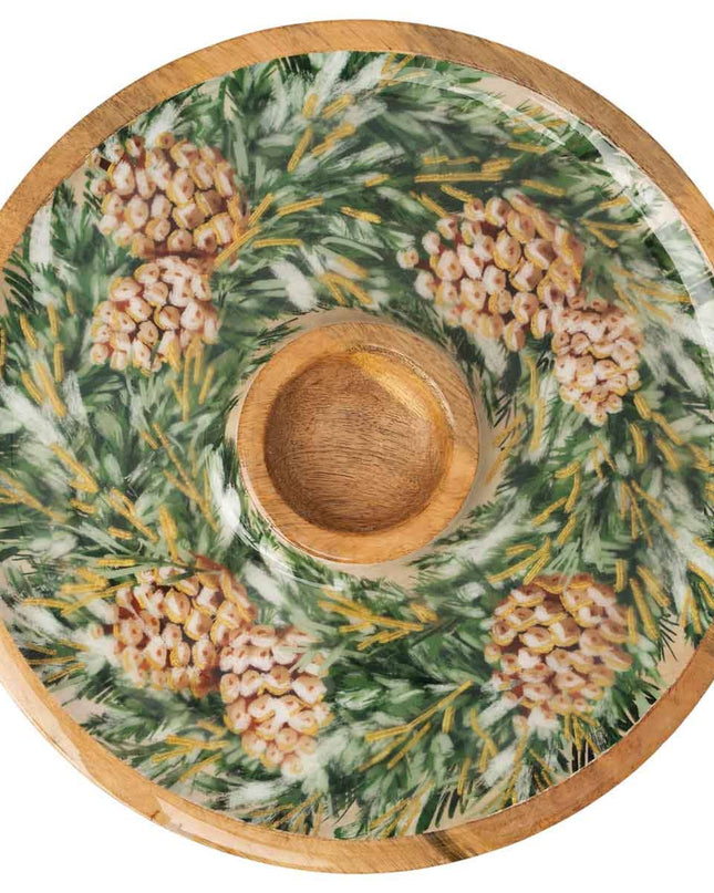Gilded Swag Mango Wood Chip & Dip Platter Christmas