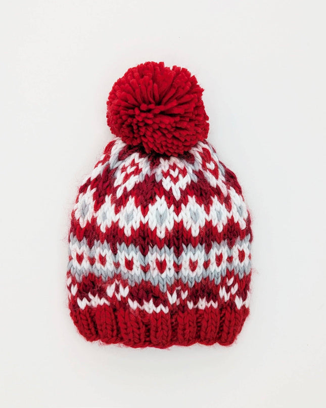 Fairisle Red Beanie Hat