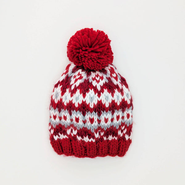 Fairisle Red Beanie Hat