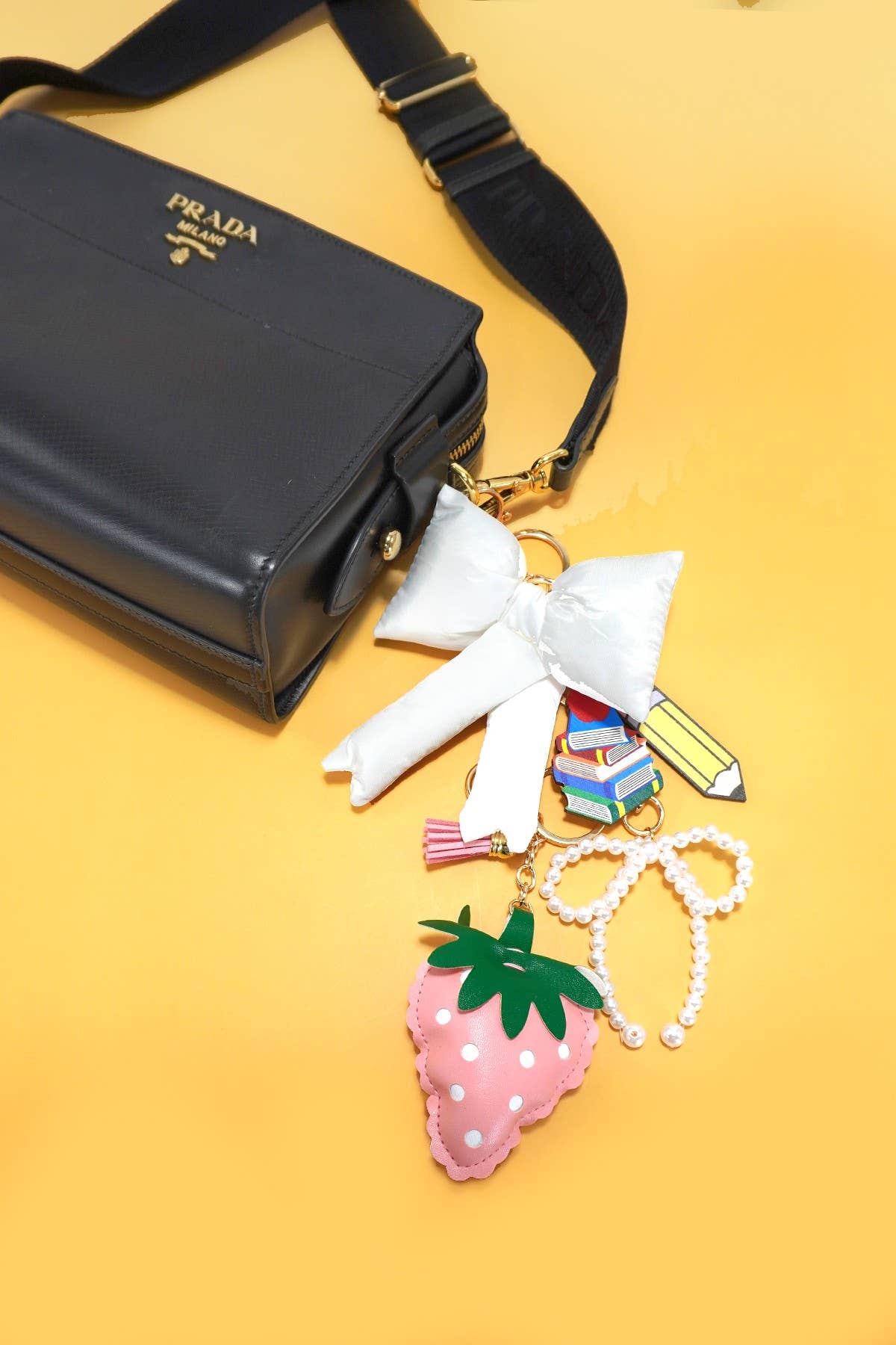 School Book Pencil Bag Charm Keychain