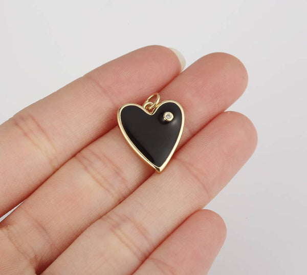 Enamel Heart Charm Pendant in Gold Filled, CP1211