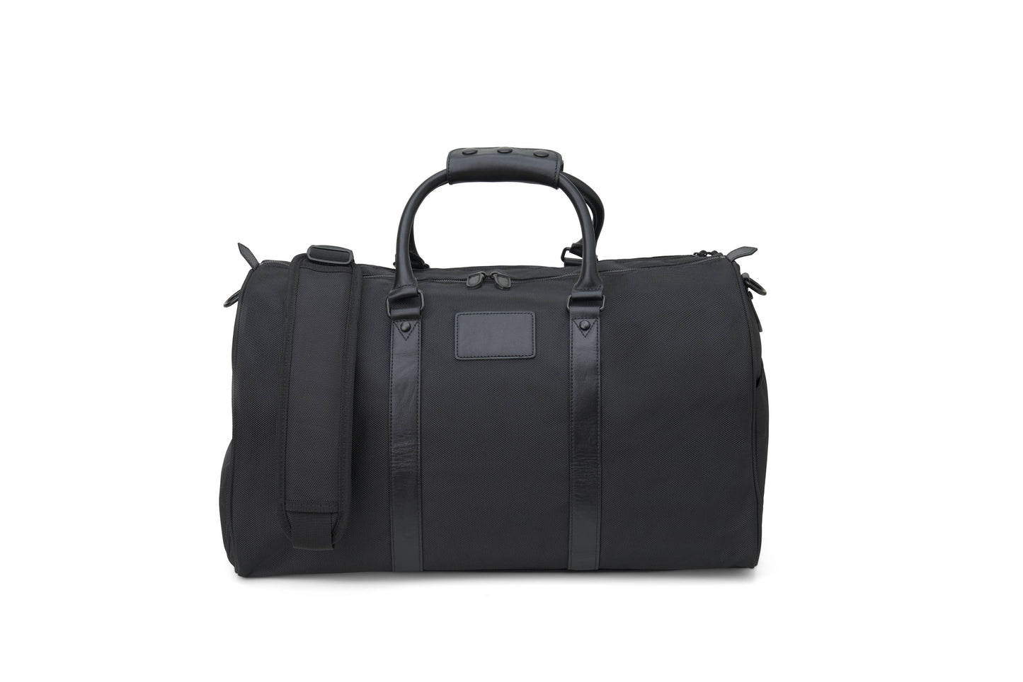 Personalized Jet Nylon and Leather Duffle Bag