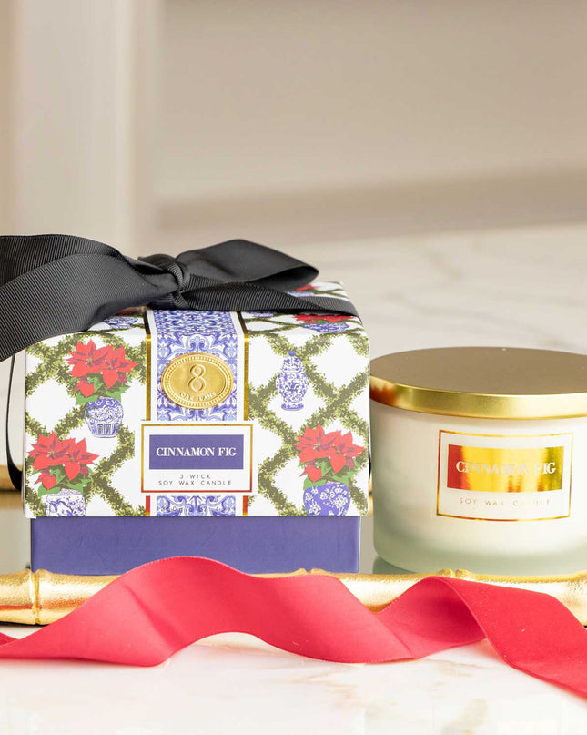 Cinnamon Fig 3-Wick Soy Candle in Printed Gift Box