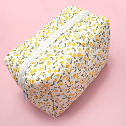 DITSY QUILTED COTTON FLORAL COSMETIC POUCH BAG | 40P557