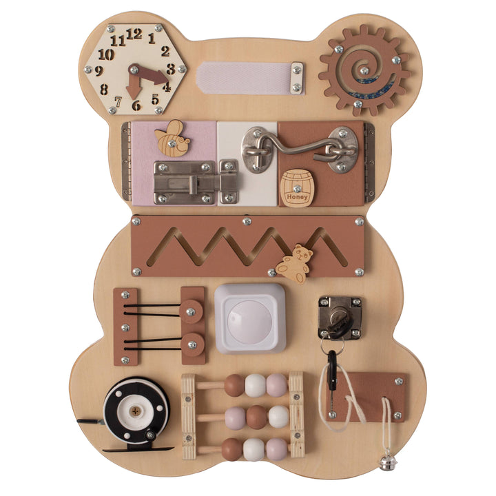 Wooden Sensory Bear Shaped Learning Toddler Busy Board