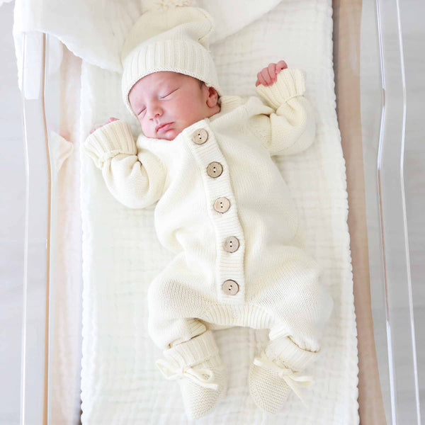 Knit Sweater Button Romper | Ivory