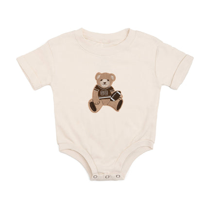 Teddy Bear Patch Short Sleeve Romper - Baby Clothing