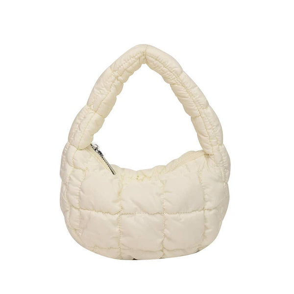 Puff pleated bubble small quilted tote bag