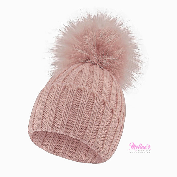 Blush Pom Beanies