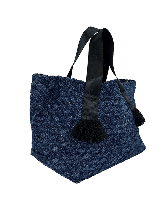 Daria Large Woven Denim Tote w/ Contrast Handles w/ Crossbody Strap