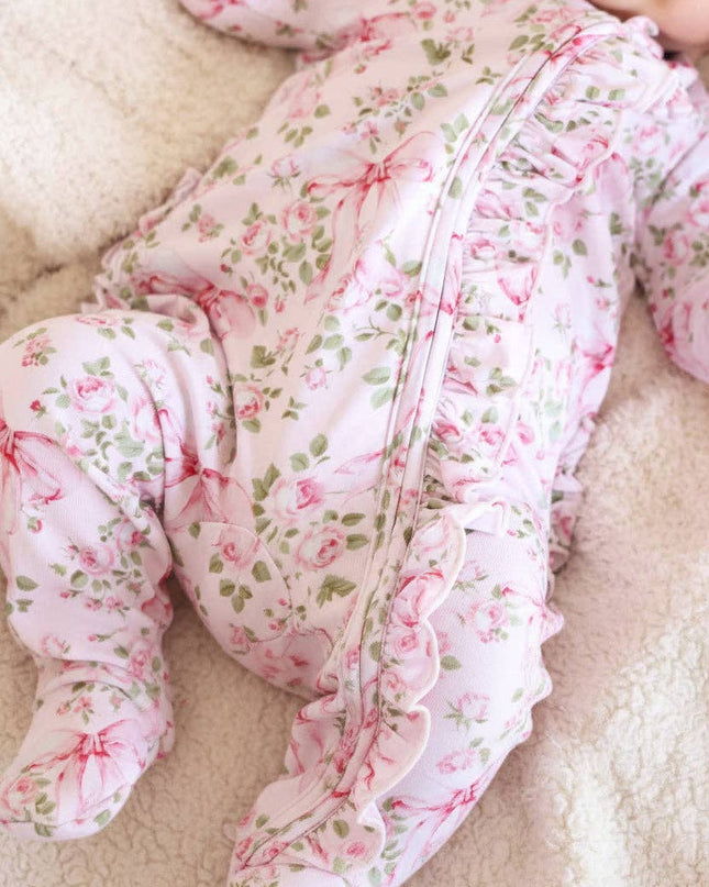Bows in Bloom Ruffle Zipper Footie