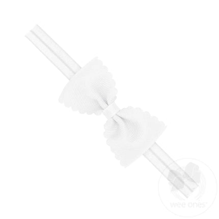 Small Scalloped Edge Grosgrain Bowtie on Matching Elastic Band