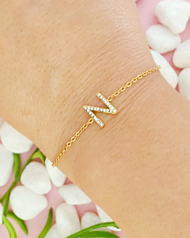Dainty Sparkle Initial Bracelet