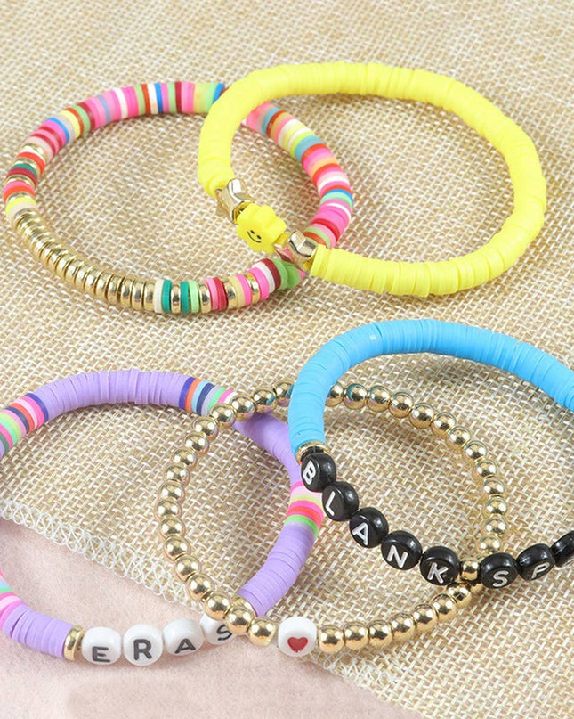 5PCS COLORED LETTER MULTI-LAYER BEADED BRACELET_CWAJE0711