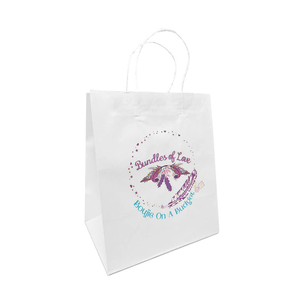 Custom Print Bistro 10x6.75x12 White Paper Bags