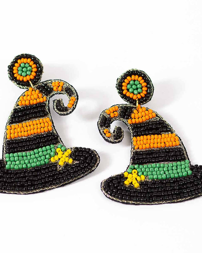 Salem Witch Hat Beaded Earrings